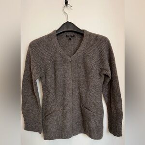 EILEEN FISHER 100% BABY ALPACA ZIPPERED CARDIGAN